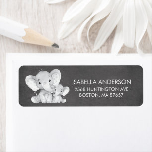 Chalkboard Elephant Baby Shower Address Label Return Address Label
