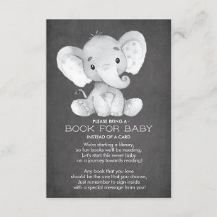 Chalkboard Elephant Baby Shower Book for Baby Card