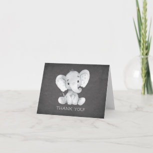 Chalkboard Elephant Baby Shower Thank You Note