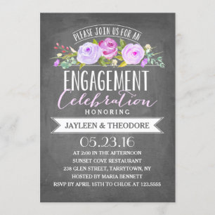Chalkboard Engagement   Engagement Party Invitation