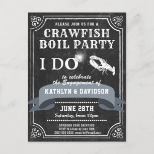 Chalkboard Engagement Photo Crawfish Boil Invite Postcard