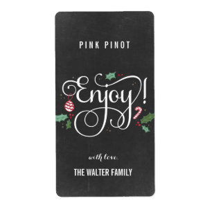 Chalkboard Enjoy Christmas Wine Bottle Labels