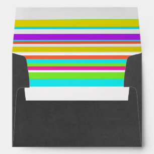 Chalkboard Envelope w Neon Striped Liner