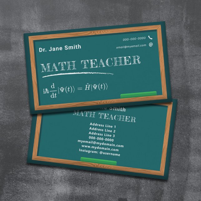 Chalkboard & Equation Math Teacher Business Card (Chalkboard & Equation Math Teacher Business Card)