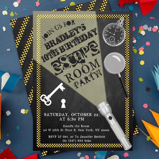 Chalkboard Escape Room Party Any Age Birthday Invitation (Creator Uploaded)