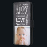Chalkboard Etching Word collage single Photo Samsung Galaxy S5 Wallet Case<br><div class="desc">Enhance the look of your Samsung Galaxy S5 with our unique Chalkboard Etching Word Collage Single Photo Wallet Case. This exquisite case blends the nostalgic charm of a chalkboard with the modern appeal of a word collage. The journey begins with the word "Blessed, " and spirals into a delightful array...</div>