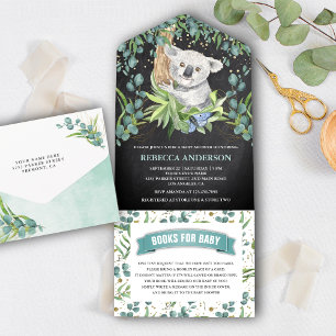 Chalkboard Eucalyptus Koala Bear Baby Shower All In One Invitation