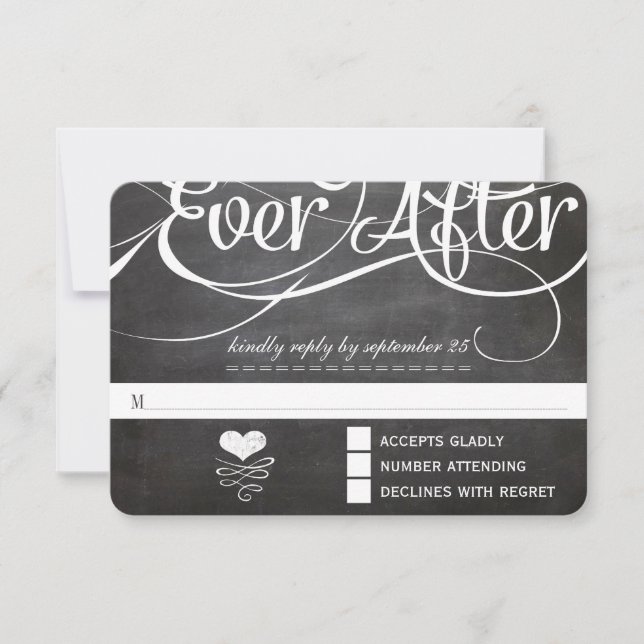 Chalkboard Ever After Initials Typography RSVP (Front)