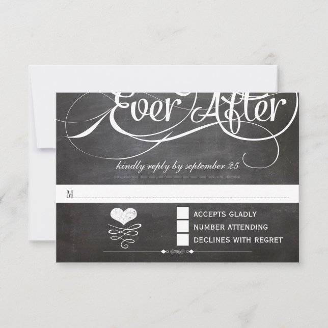 Chalkboard Ever After Initials Typography RSVP (Front)