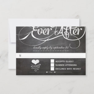 Chalkboard Ever After Initials Typography RSVP Card