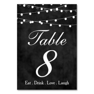 Chalkboard Fairy Lights & Hearts Party Table 8 Number