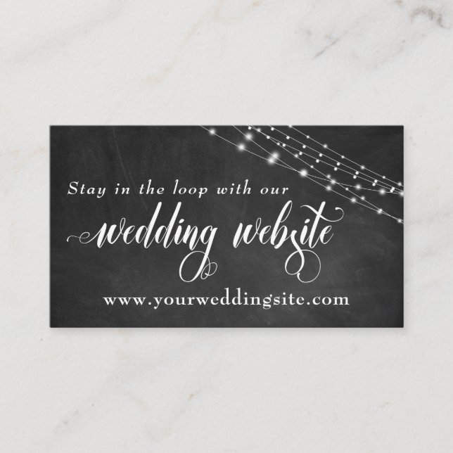 Chalkboard & Fairy Lights Wedding Website Enclosure Card (Front)