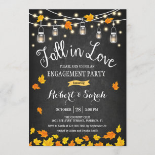 Chalkboard Fall In Love Engagement Party Invitation