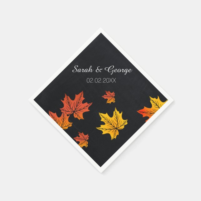 chalkboard fall personalised wedding napkins (Corner)