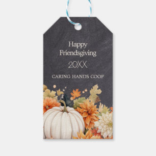 Chalkboard Fall Pumpkin Floral Friendsgiving Year Gift Tags