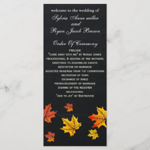 Chalkboard fall wedding programs tea length