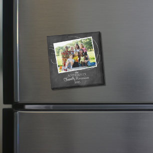 Chalkboard Family Reunion Typography Photo Favor Magnet