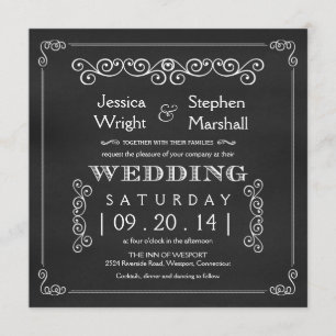 Chalkboard Fancy Square Wedding Invitations