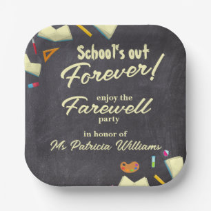 Chalkboard Farewell Retired Teacher Party  Paper Plate