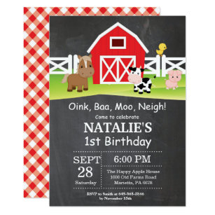 Chalkboard Farm Birthday Invitation Barnyard Party
