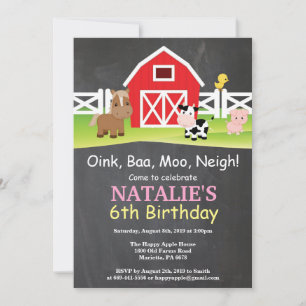 Chalkboard Farm Birthday Invitation Barnyard Party