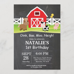 Chalkboard Farm Birthday Invitation Barnyard Party