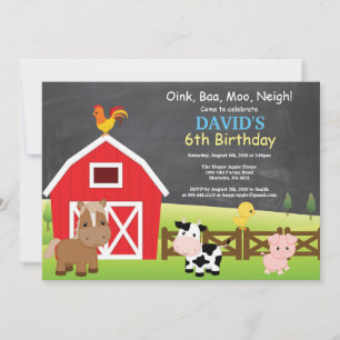 Chalkboard Farm Birthday Invitation Barnyard Party