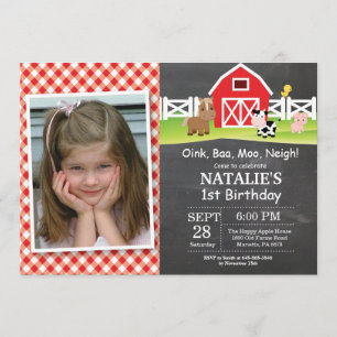 Chalkboard Farm Birthday Invitation Barnyard Party