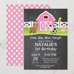 Chalkboard Farm Birthday Invitation Barnyard Party