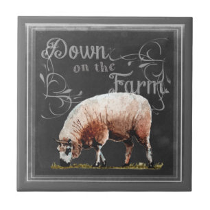 Chalkboard Farm   Down on the Farm Sheep Ceramic Tile