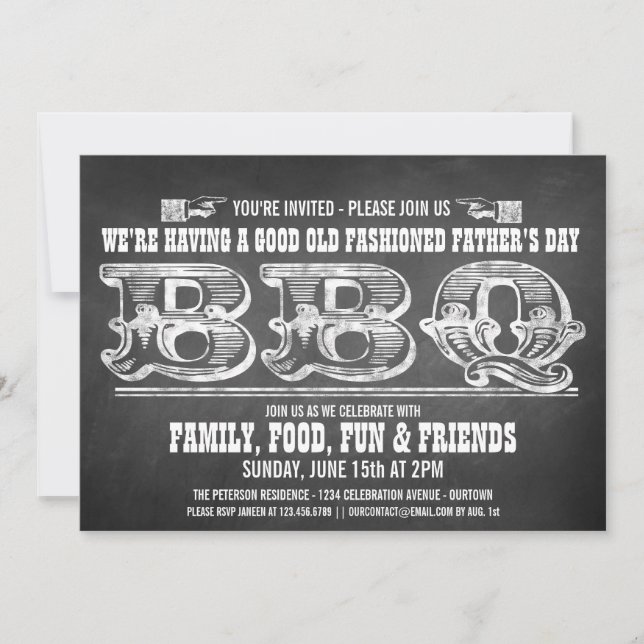 Chalkboard Father's Day Barbeque Invitations (Front)