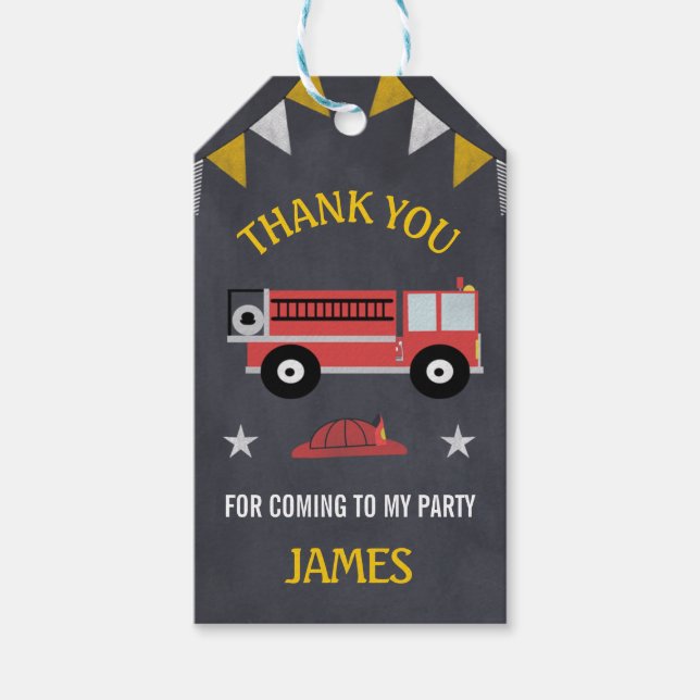 Chalkboard Fire Engine Favor tag (Front)
