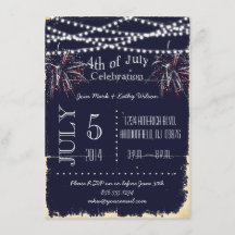 Chalkboard Fireworks 4th of July Party Invitation