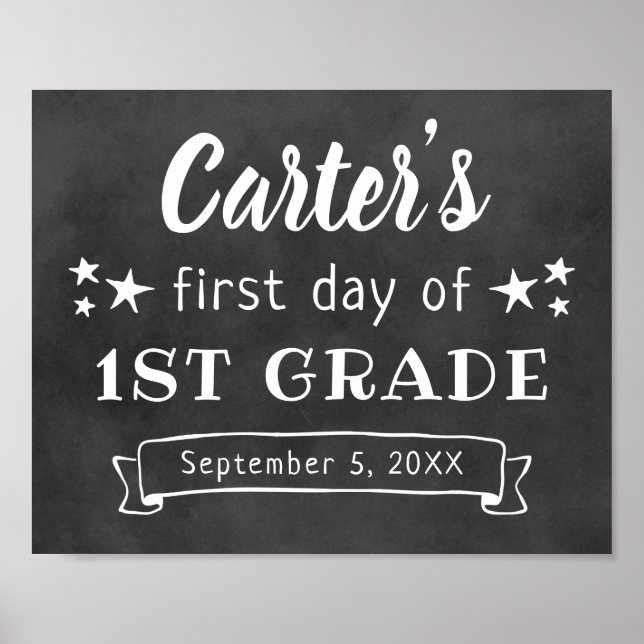 Chalkboard First Day of 1st Grade Sign (Front)