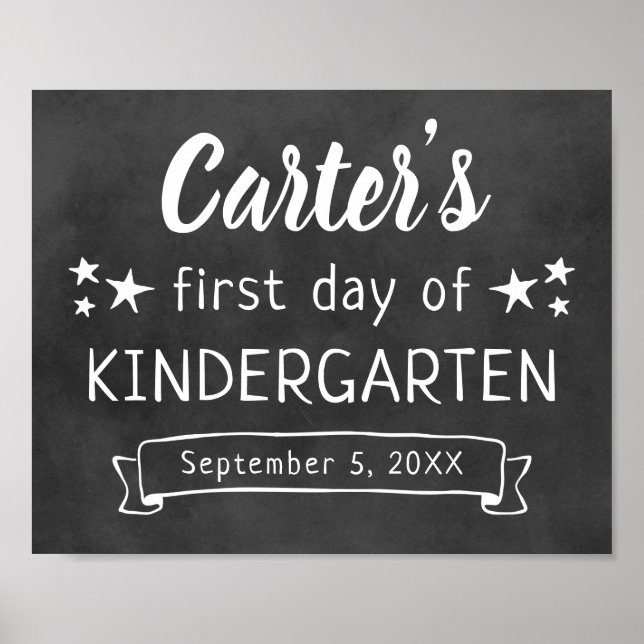 Chalkboard First Day of Kindergarten Sign (Front)