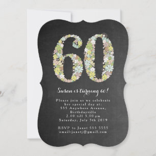 Chalkboard Floral 60th Birthday Party Invite