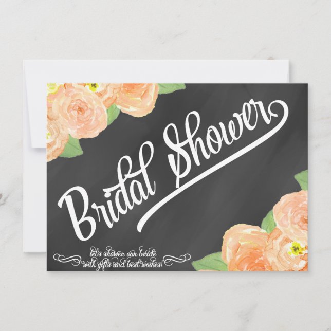 Chalkboard Floral Bridal Shower Invitation (Front)