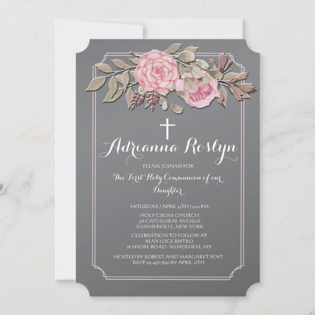 Chalkboard Floral Invitation (Front)