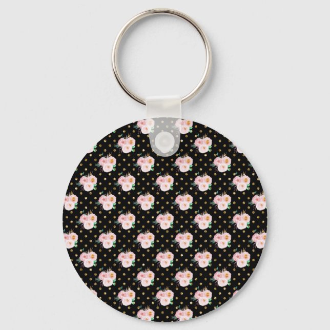 Chalkboard Floral Key Ring (Front)