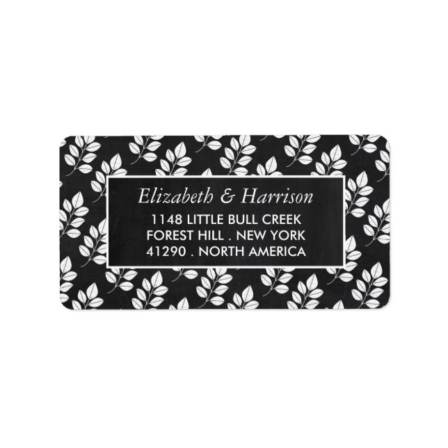 Chalkboard Floral Leaf Wedding Label (Front)