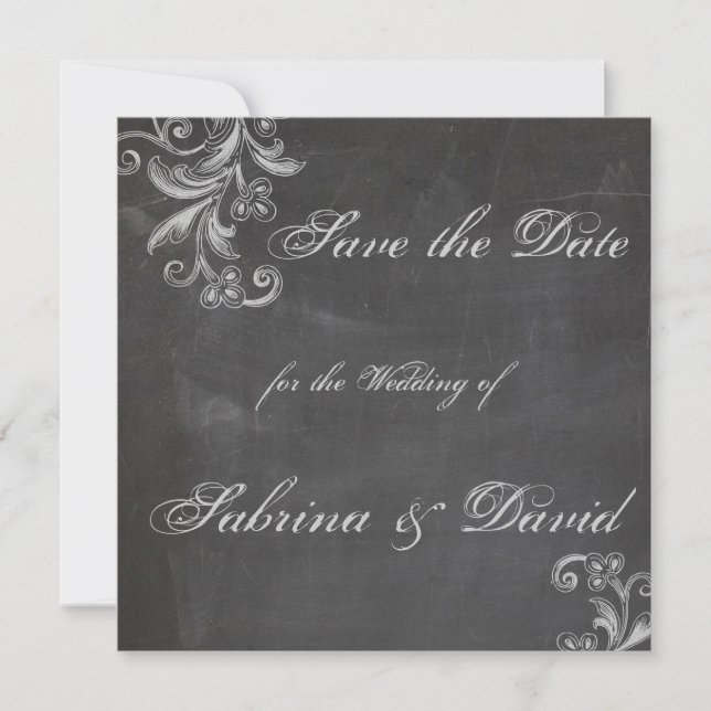 Chalkboard Floral Save the Date (Front)