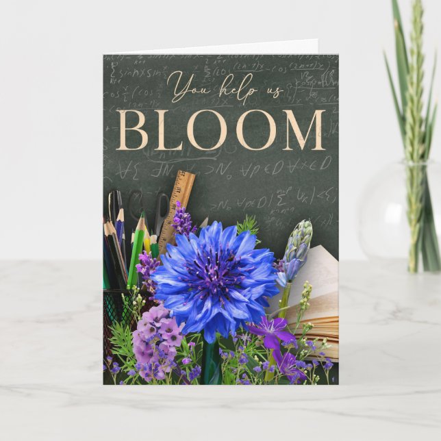 Chalkboard Floral Teacher Card (Front)