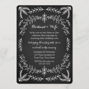 Chalkboard Floral Vintage Vow Renewal Invitation