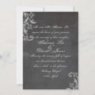 Chalkboard Floral Wedding Invitation