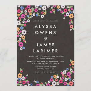 Chalkboard Floral Wedding Invitations