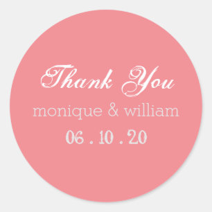 Chalkboard Flourish Pink Rustic Wedding Thank You Classic Round Sticker