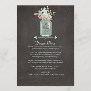 Chalkboard Flowers Rustic Mason Jar Modern Floral Menu