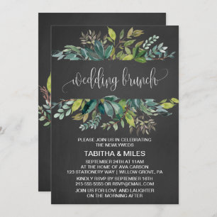 Chalkboard Foliage Wedding Brunch Invitation