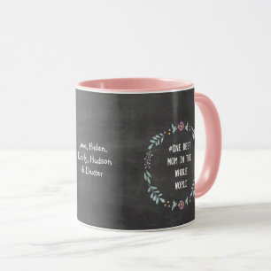 Chalkboard Forest Floral Garland Wreath Best Mum Mug