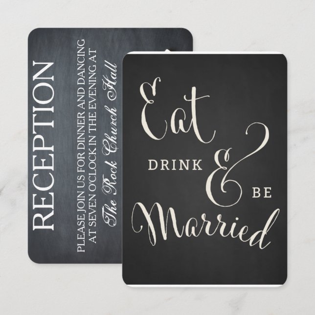 Chalkboard Forever & Always Reception Card (Front/Back)
